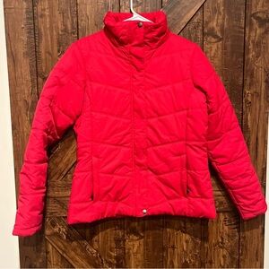 Columbia women’s hot pink puffer jacket with‎ zippers and buttons size med EUC